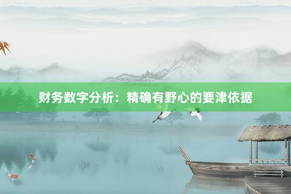 财务数字分析:精确有野心的要津依据