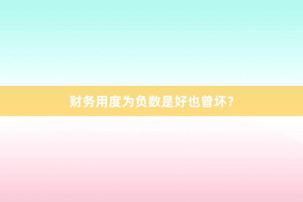 财务用度为负数是好也曾坏？